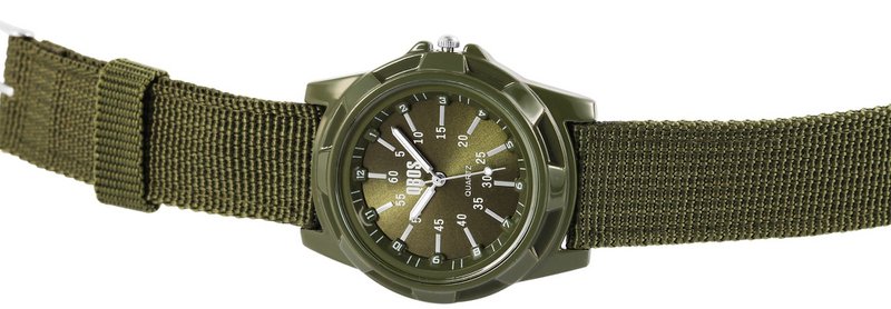 QBOS men's watch with textile strap, green