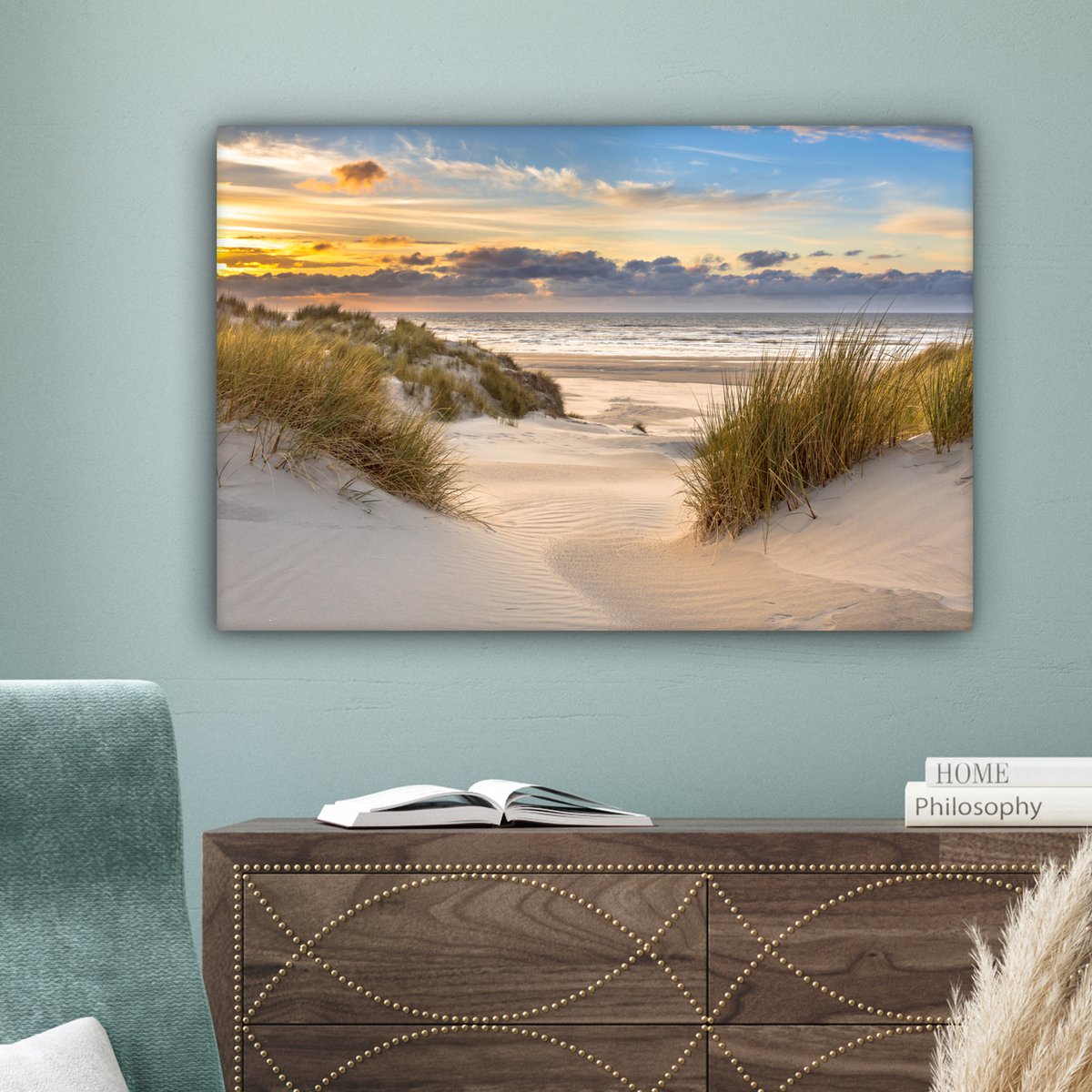 Pintura de lona - Decoración de la pared Beach - Dune - Grass - Sunset - Sala de decoración de la pared - Decoración del dormitorio - Accesorios de habitaciones - Pinturas sobre lienzo