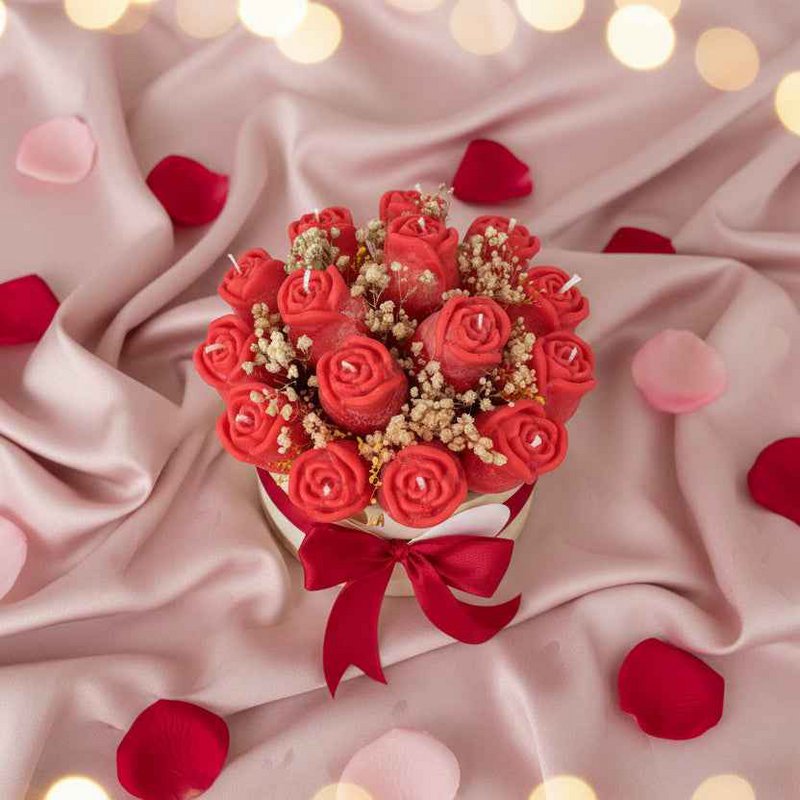 Bouquet de bougies roses – Cadeau parfait (poivre rose et rose)