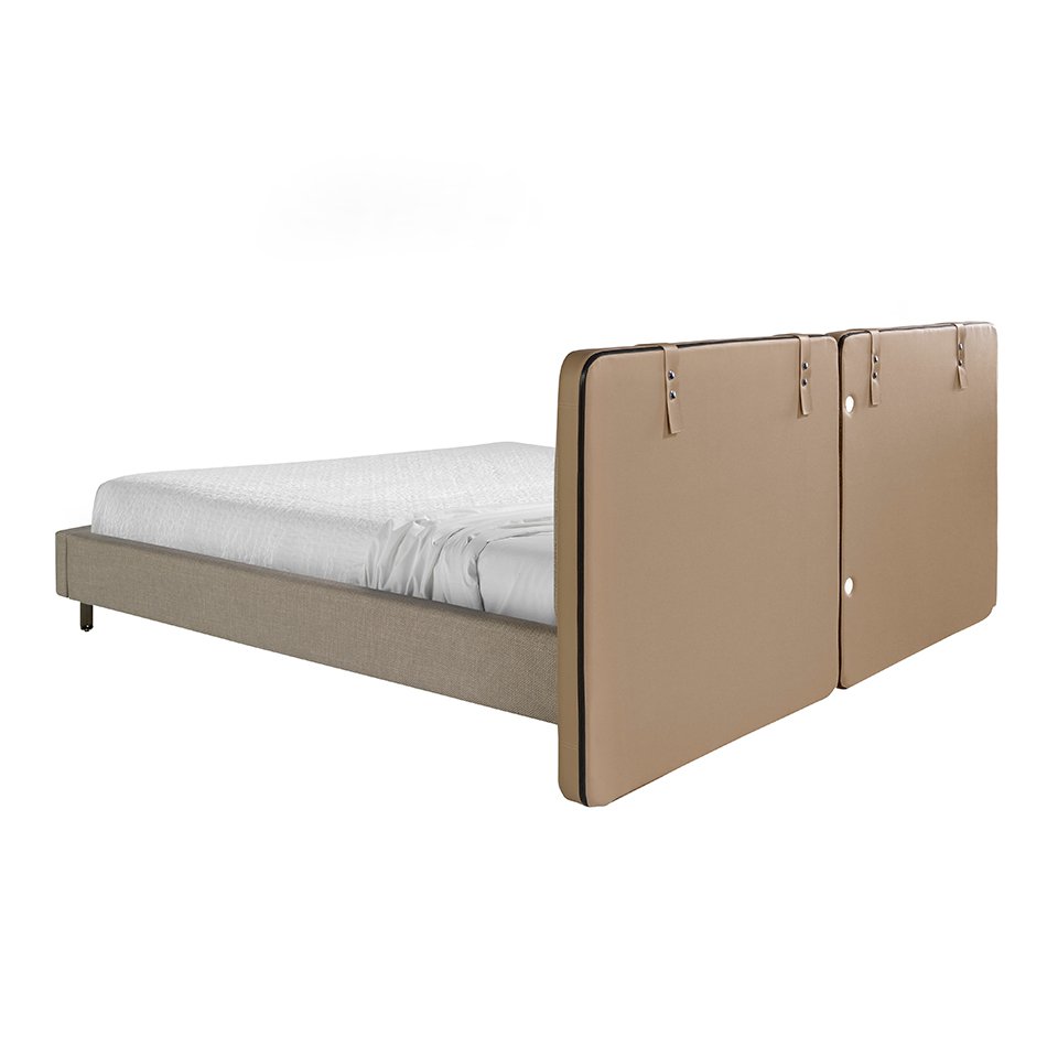 Bett aus Nerz-Kunstleder und grauem Stoff 7154