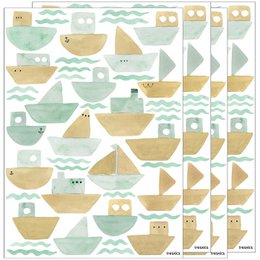 Watercolor boats wall sticker