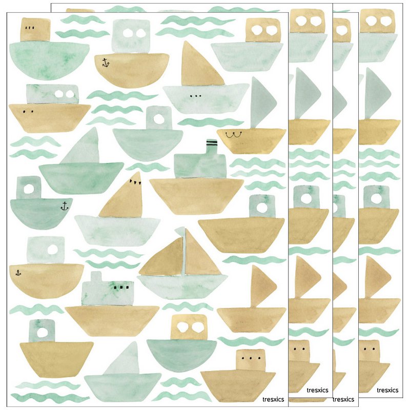 Watercolor boats wall sticker