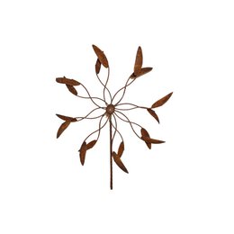 Large blade propeller wind spinner with brown and orange blades.