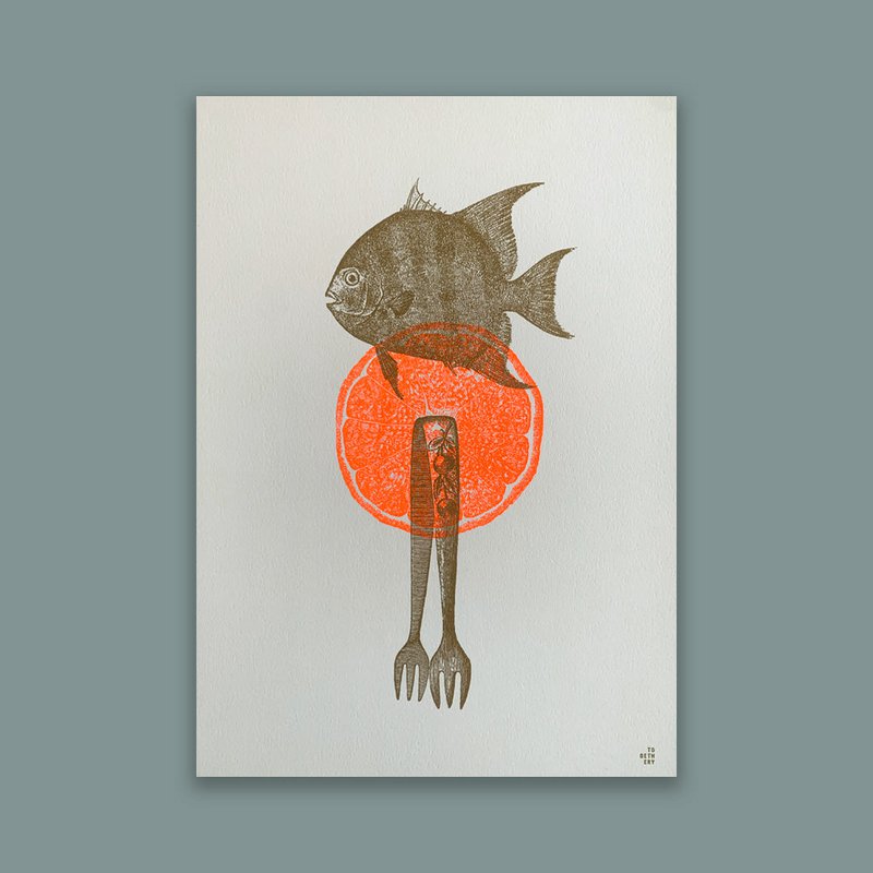 Riso Art Print / Fisch / A4 / Pflanzenfarbe