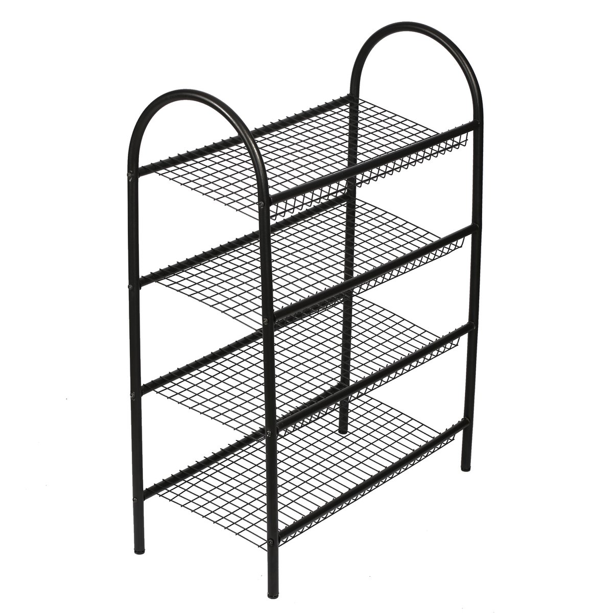 Étagère à chaussures en métal 4 couches de Naturn Living | Meuble à chaussures | Rangement chaussures | Système de stockage | Meuble à chaussures transparent | Organisateur de chaussures | noir mat