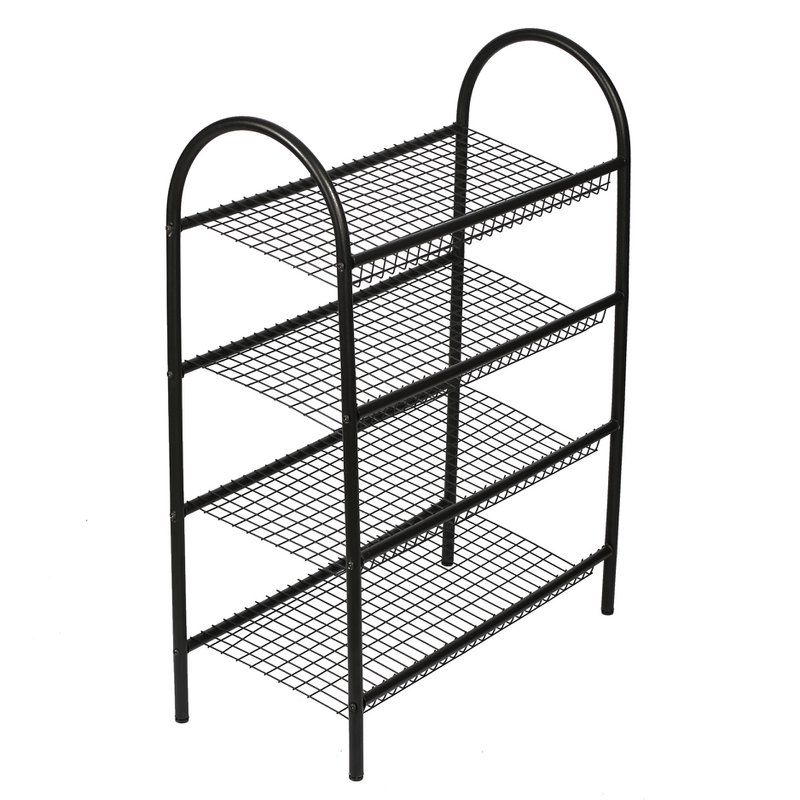 Scarpiera in metallo 4 strati di Naturn Living | Scarpiera | Deposito scarpe | Sistema di archiviazione | Scarpiera trasparente | Organizzatore di scarpe | nero opaco