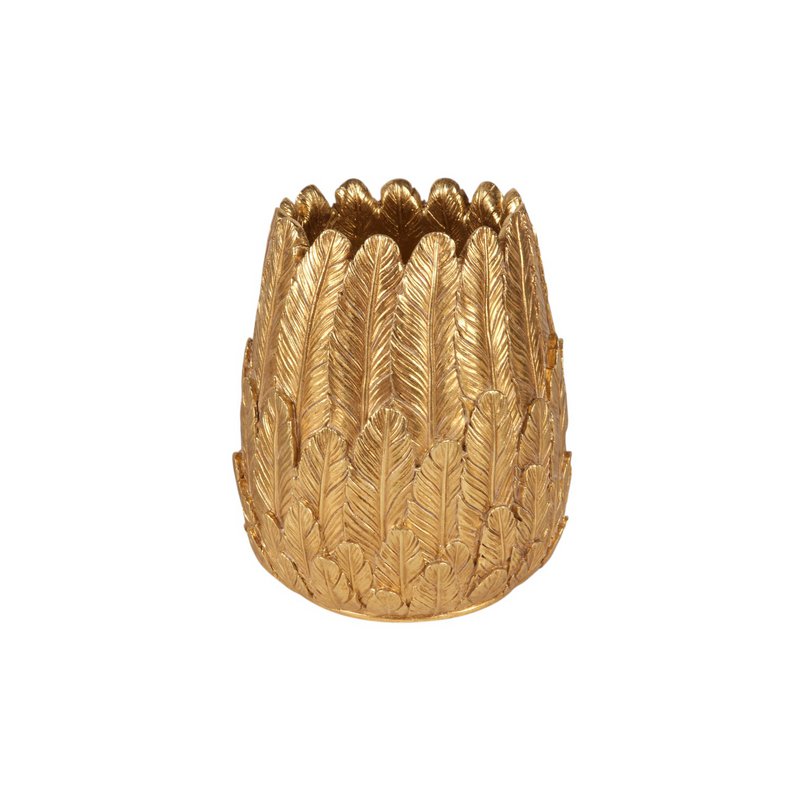 Federvase 15 cm – Gold – Harz