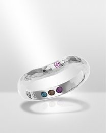 Pre-Set Hidden Inner Strength Ring Silver Hammered