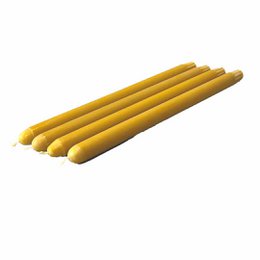 Set of 4 tall, cylindrical dinner candles in various colors including peacoat, crystal red, crystal green, yellow, denim blue, cognac, and warm orange.