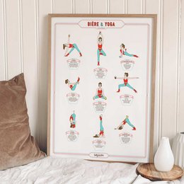 Affiche Bière & Yoga - Bière & Yoga Femme - 50 x 70 cm