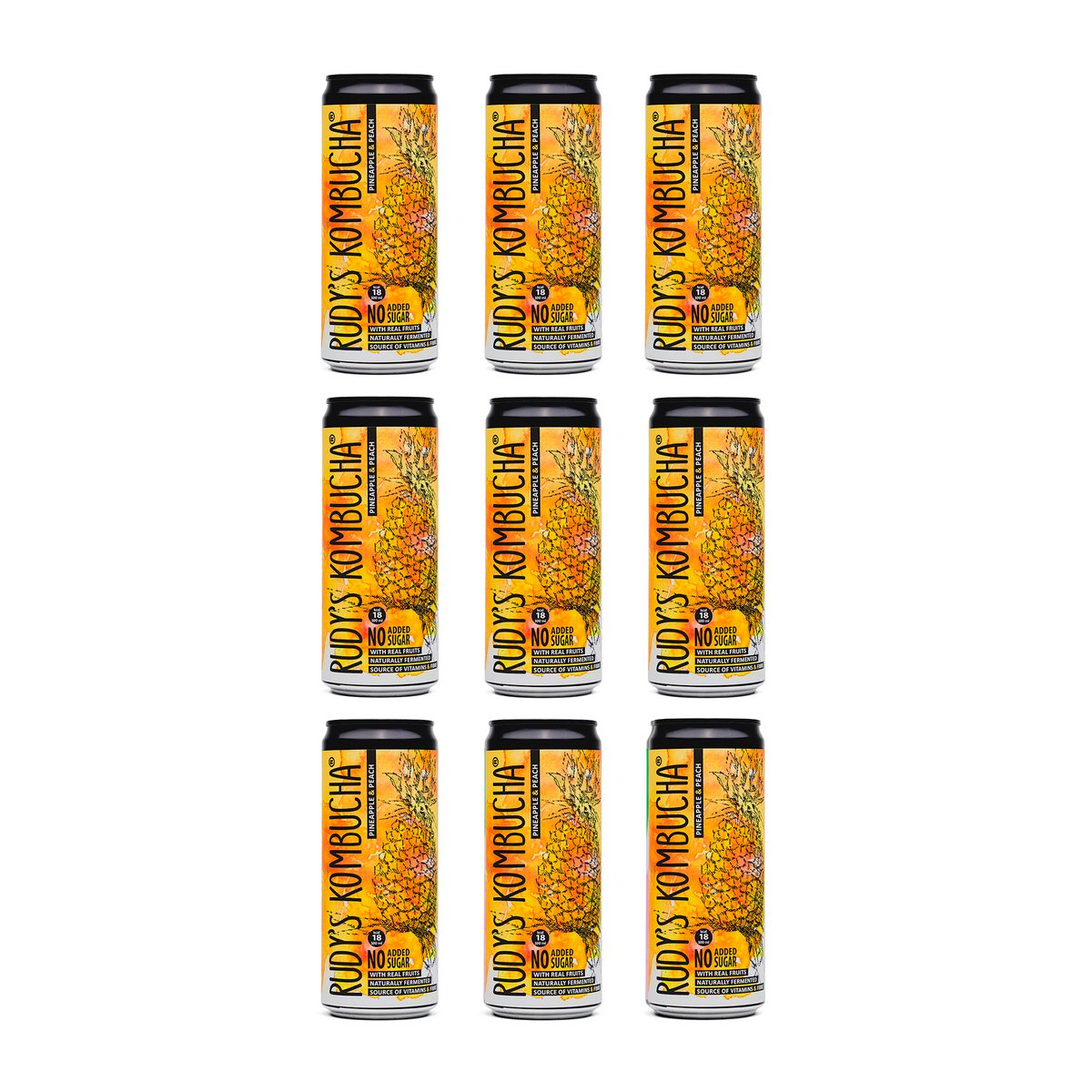 Rudys Raw Ananas & Peach Kombucha (24x330ml)