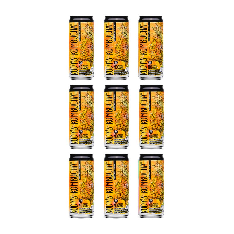 Rudys Raw Ananas & Peach Kombucha (24x330ml)