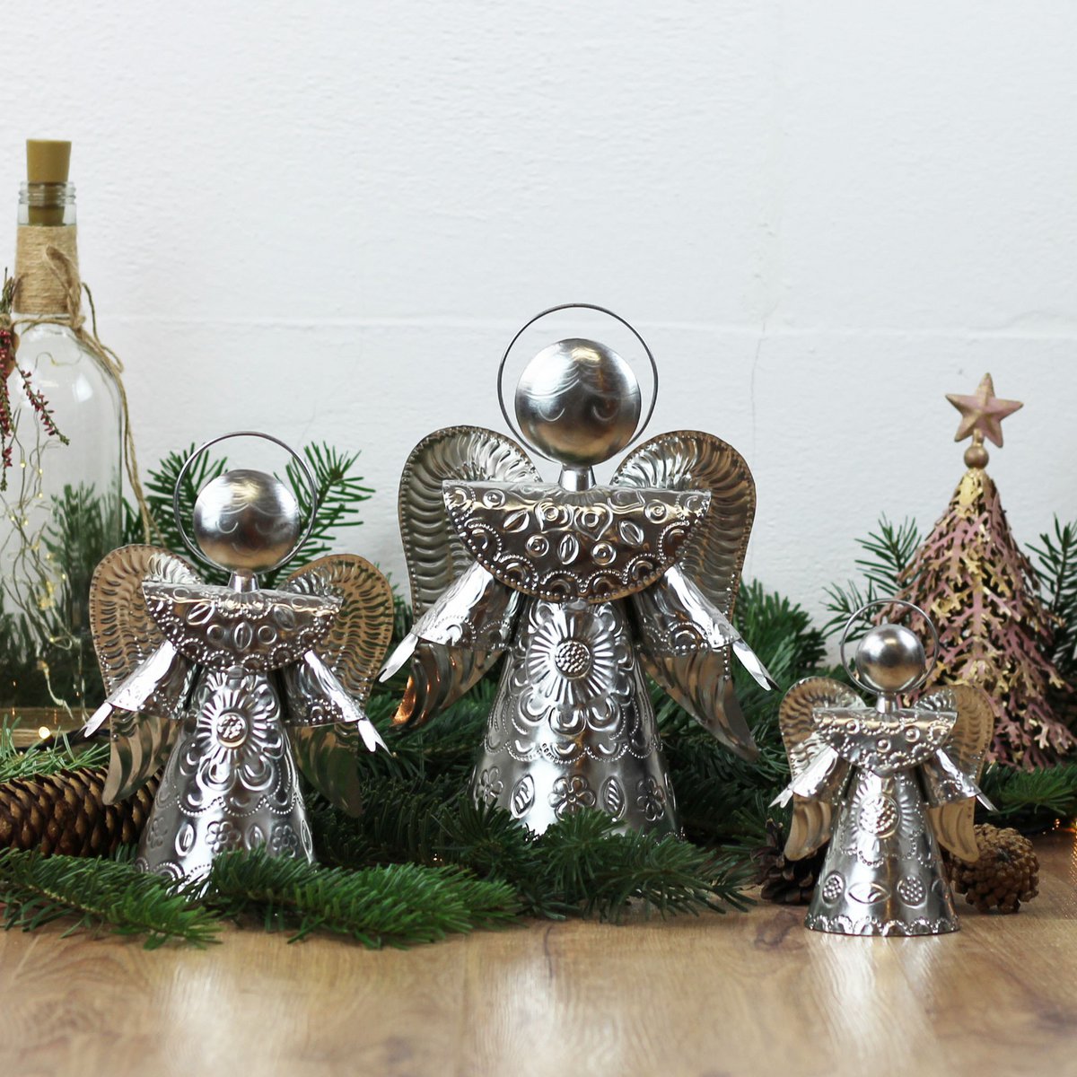 Angel silver 25cm, guardian angel, Christmas decoration