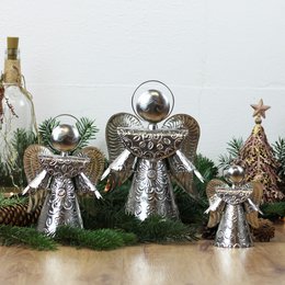 Ángel plata 25cm, ángel de la guarda, decoración navideña
