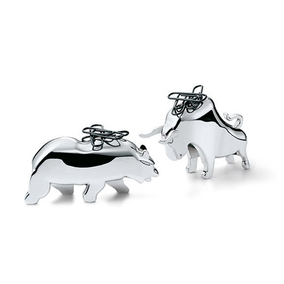 Bull & Bear paper clip holder