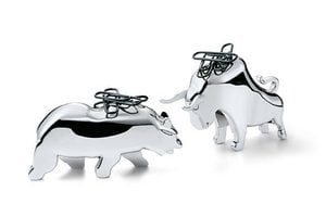 Bull & Bear paper clip holder