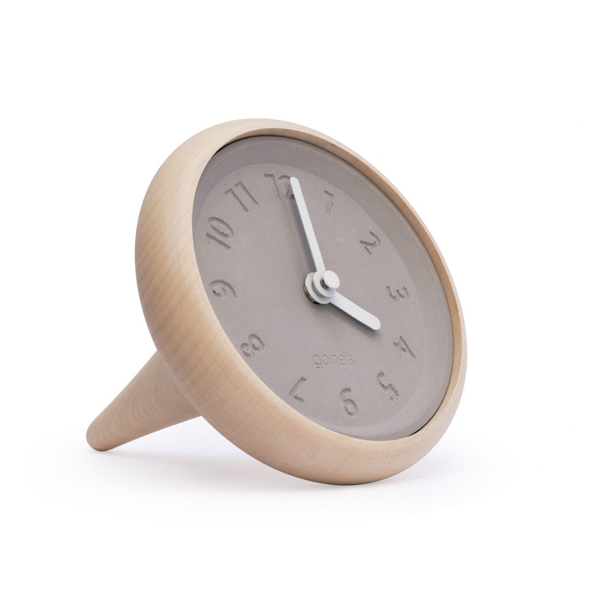 Horloge de table en bois et béton - Toupie