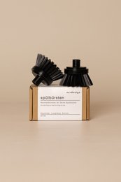 Interchangeable dish brushes with plastic attachments, set of 2. Includes various brush heads for different cleaning needs.
