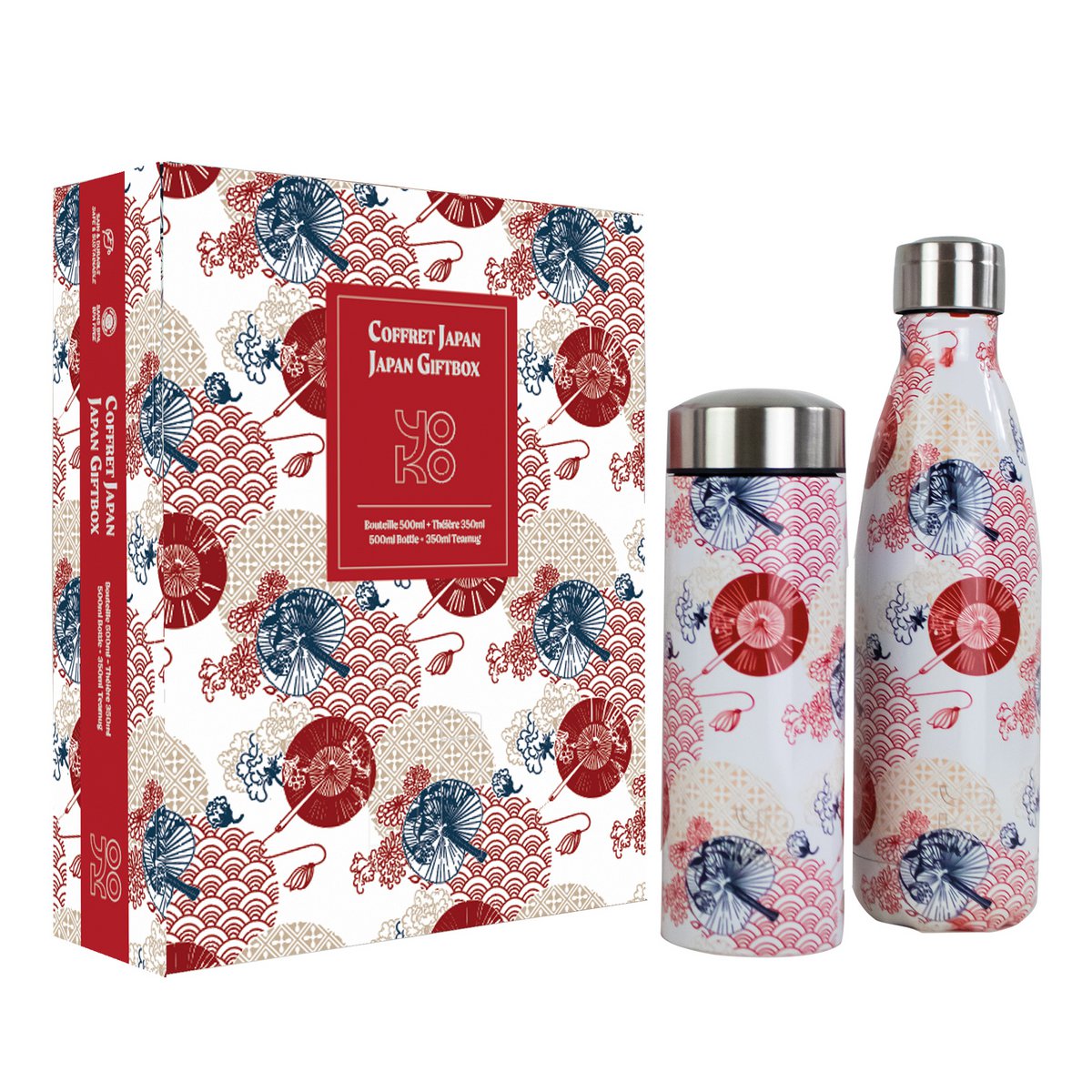 Weihnachtsgeschenkbox (japanisches Design) – 1 japanische Isotherm-Teekanne und 1 japanische Isotherm-Flasche