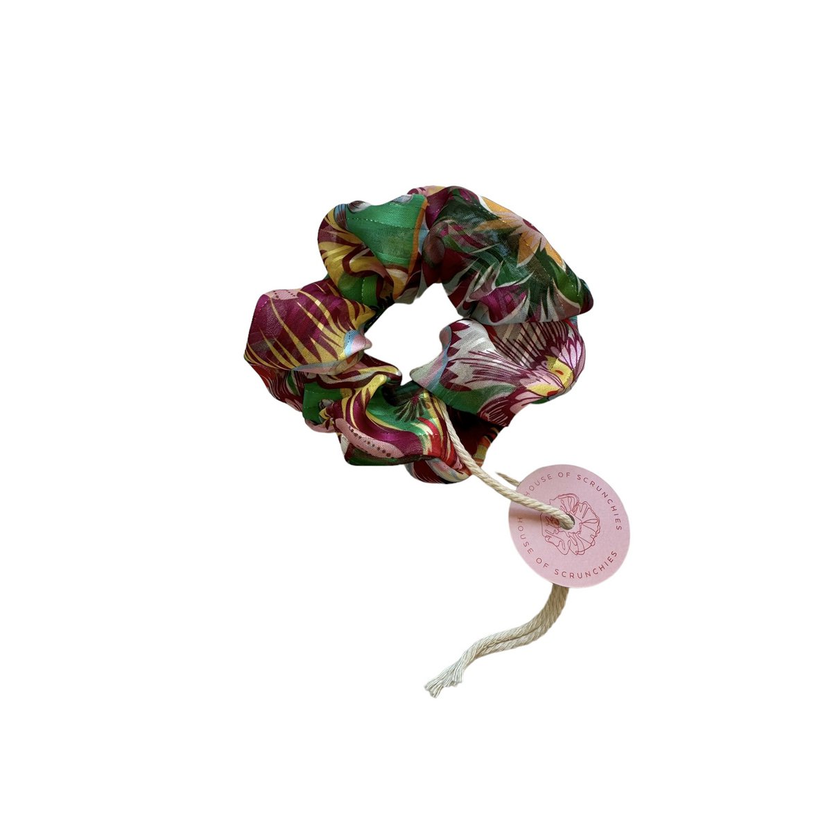 Scrunchie - Bunte Chiffon Blumen - Recycelt