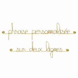 Phrase "Customizable 2 lines" in golden brass wire - to pin - Wall jewelry