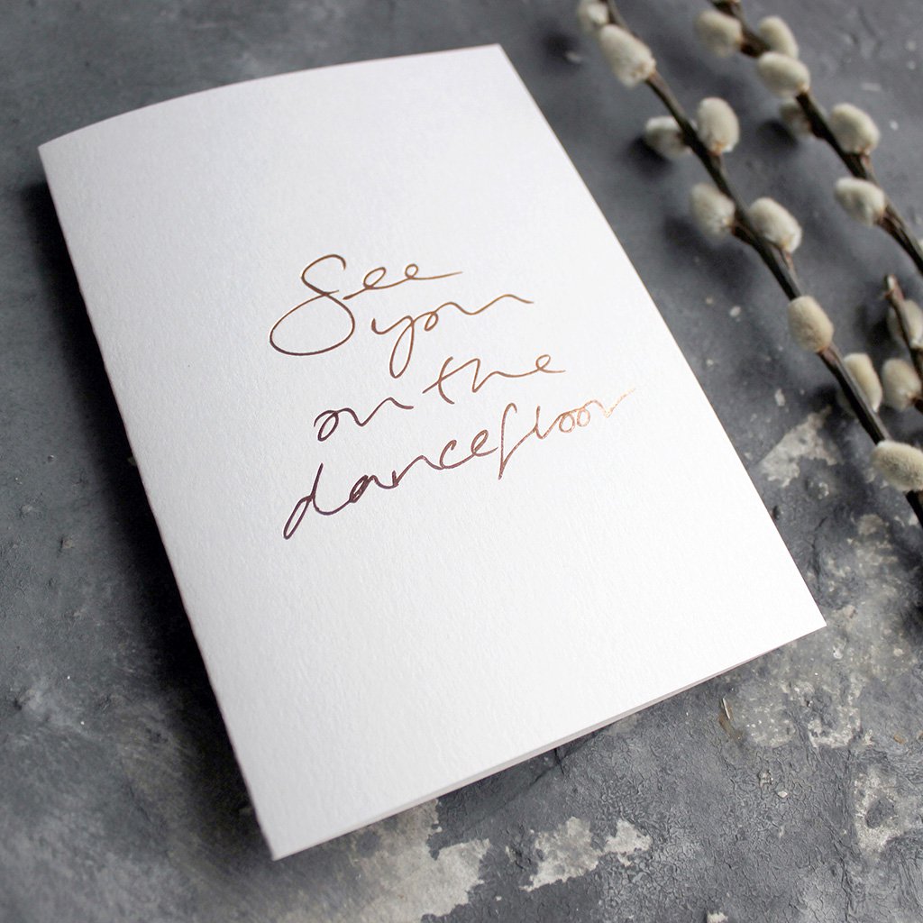 Nos vemos en la pista de baile - Tarjeta de felicitación frustrada a mano