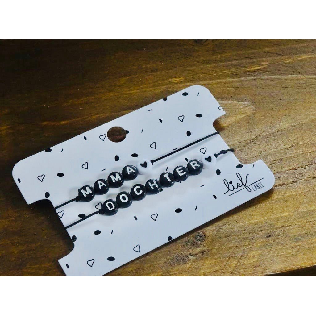 Armbänder Mama & Tochter Schwarz und Weiß 2 Stück