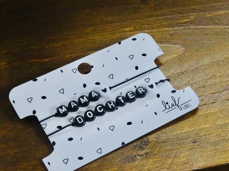 Braccialetti Mamma e Figlia Bianco e nero 2 pezzi