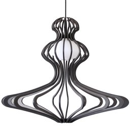  Black pendant light, 83cm diameter, woman silhouette shape, sculptural design, modern fixture.