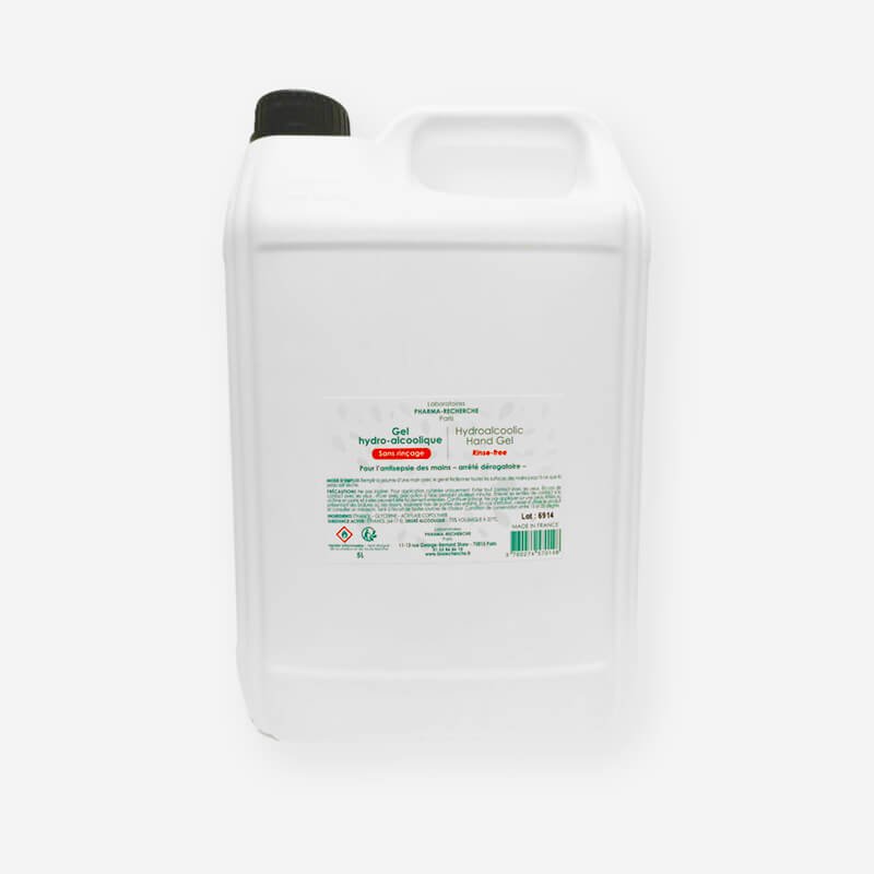 Gel Hydroalcoolique • 5L • Fabriqué en France • Laboratoires Pharma-Recherche®
