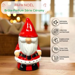 Burnt-Santa Claus Ceramic Santa Claus-Essentialöle, Wachse & Parfums-16 cm-artisanale Weihnachtsdekoration Festive Atmosphäre und Kokonation