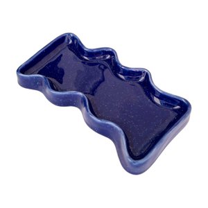 Wave Tablett aus Keramik - Rechteck Blau