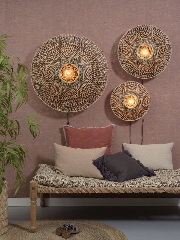 Wandlamp Bali 87cm zw./nat., L