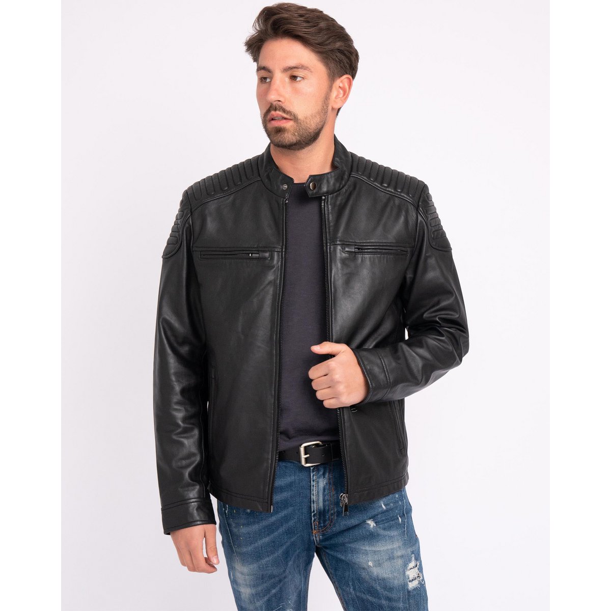Hobbs │ Veste de moto en cuir masculin