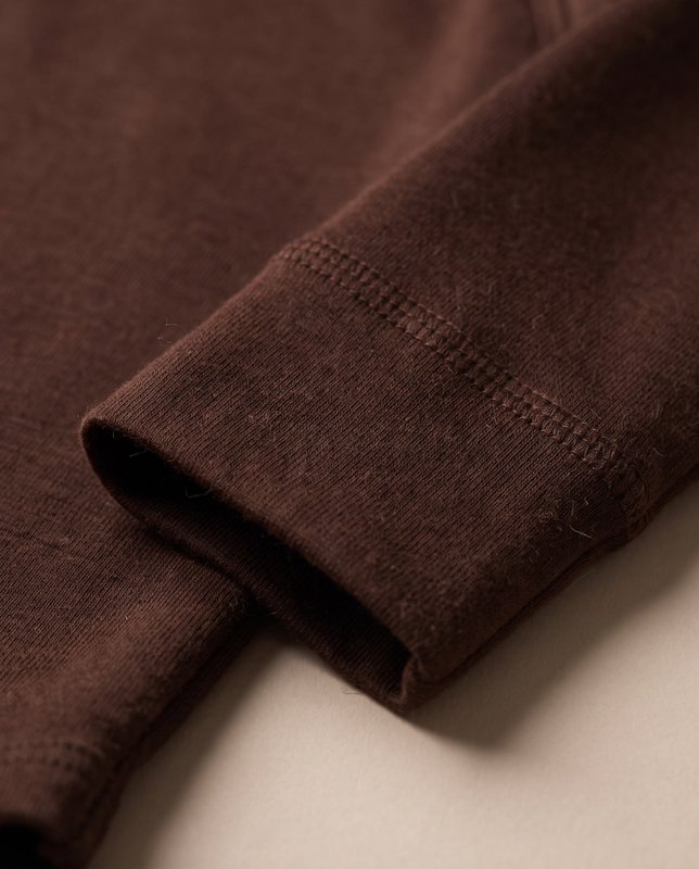 Woolen Wrap romper long sleeves - Merino wool - Chocolate fondant