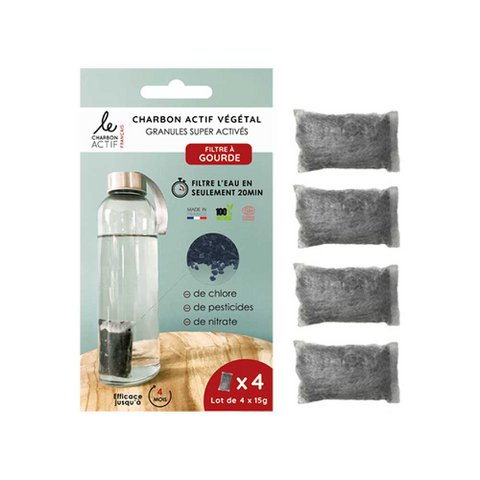 X 4 nomadic bottle filter with super activated vegetable charcoal