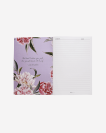 Quaderno A5 in lussuoso lilla floreale