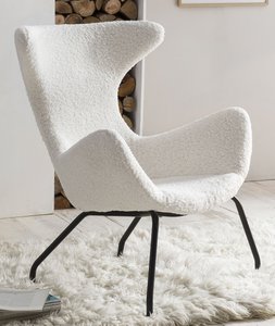 Relax armchair teddy fur white