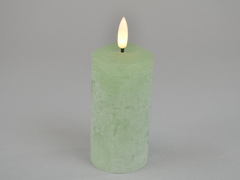 LED candle, 10 light green, 5.2 x 10 cm, on/off/timer-6h, FB optional, 2xAAA