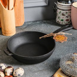 Freing Pan de hierro fundido - Ø 20 x 4 cm - sartén de hierro fundido para todas las fuentes de calor - mango de metal - PFAS - Negro