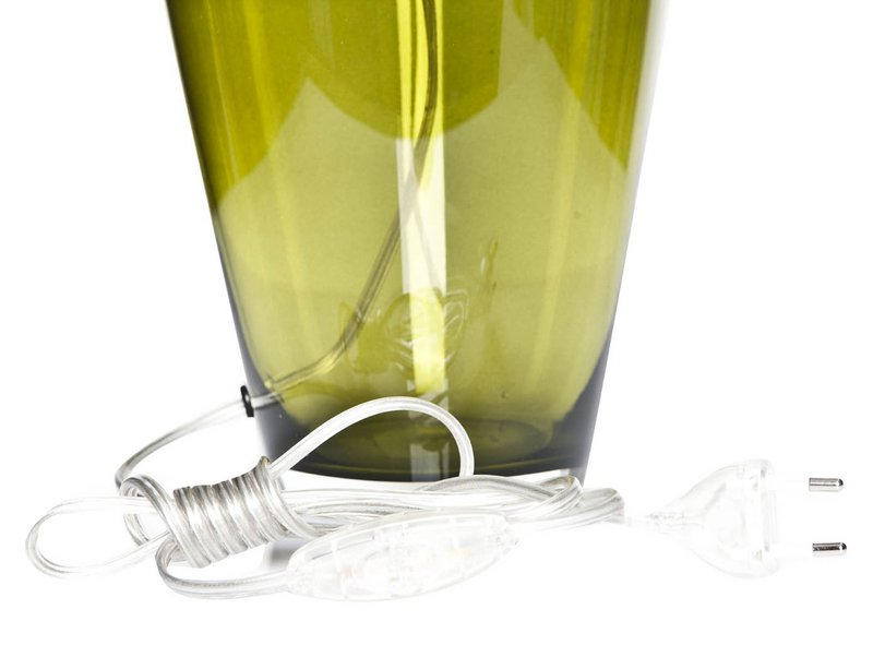 Tischlampe Glas grün schmal mit Lampenschirm schwarz