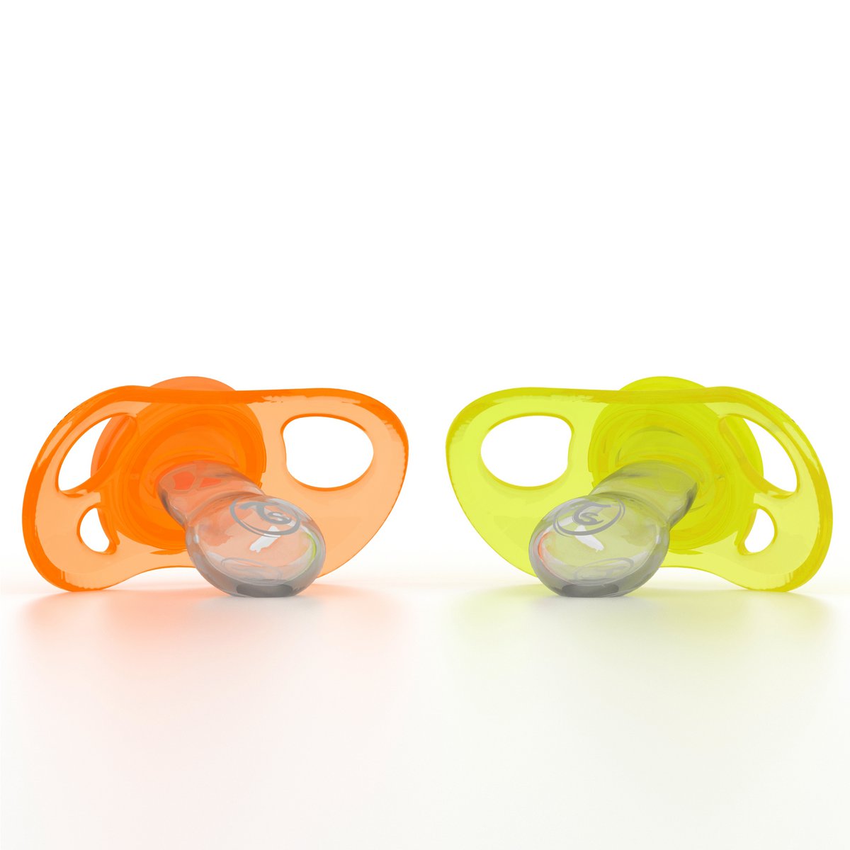 Set de 2 chupetes 4m+ naranja+amarillo