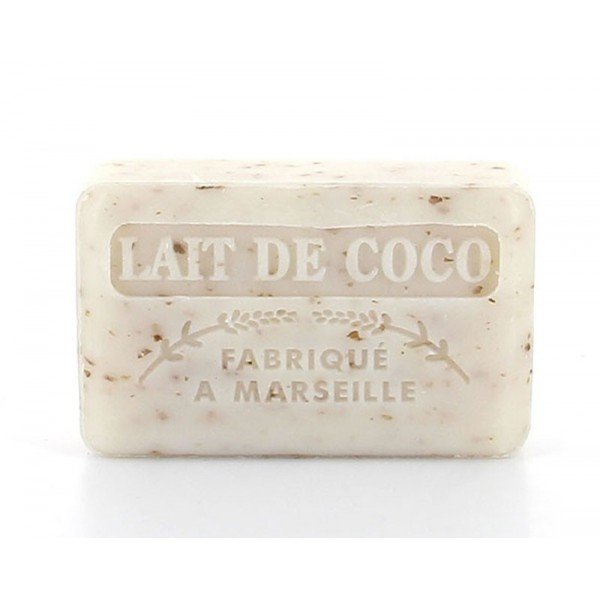 5x Savon de Marseille Kokosmilchseife - handgefertigt und angereichert mit Bio -Sheabutter - Peeling & Feuchtigkeitseife - 4 oz