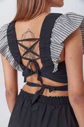 Boho con rubor negro de lino negro