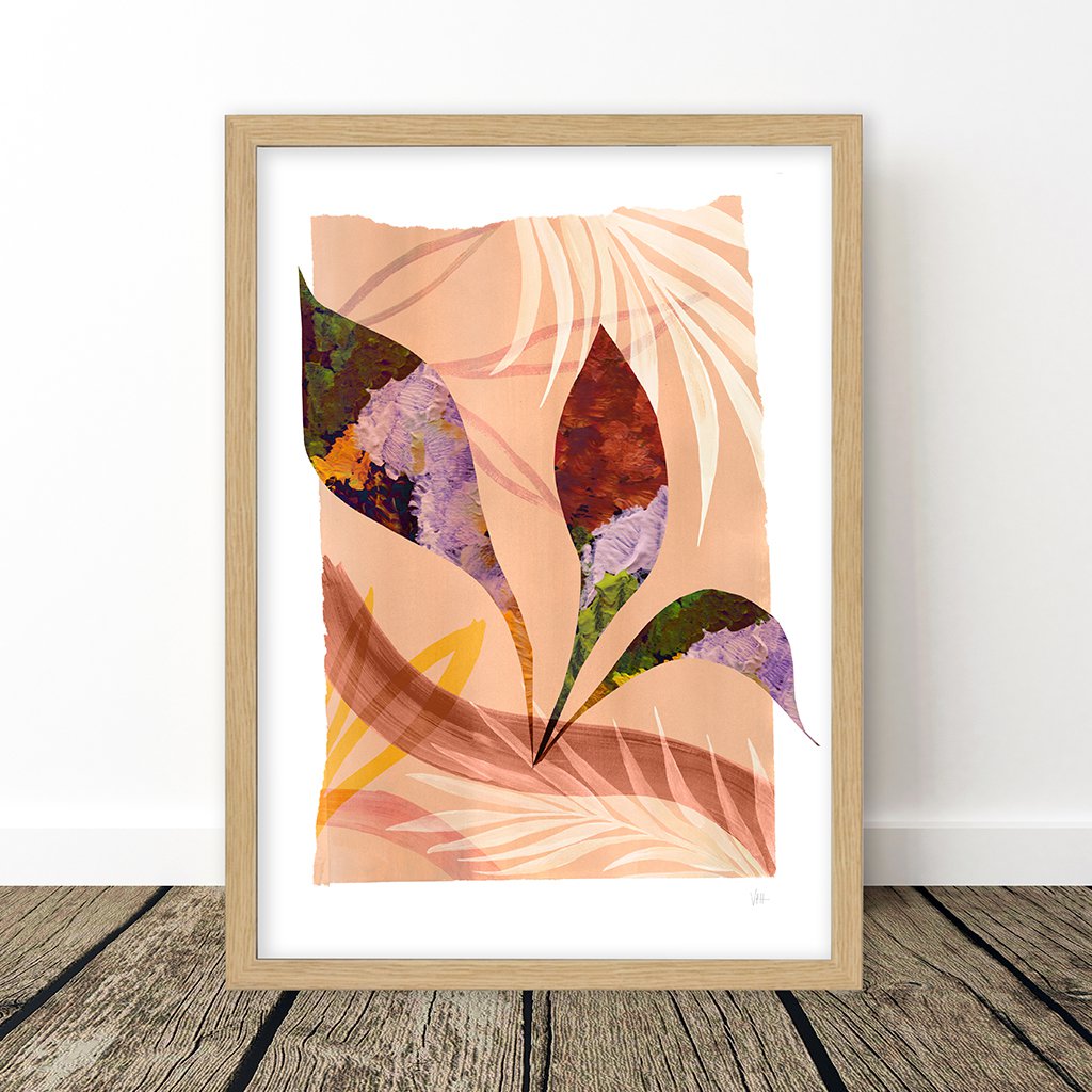 Terakota liść malarstwo Art Print