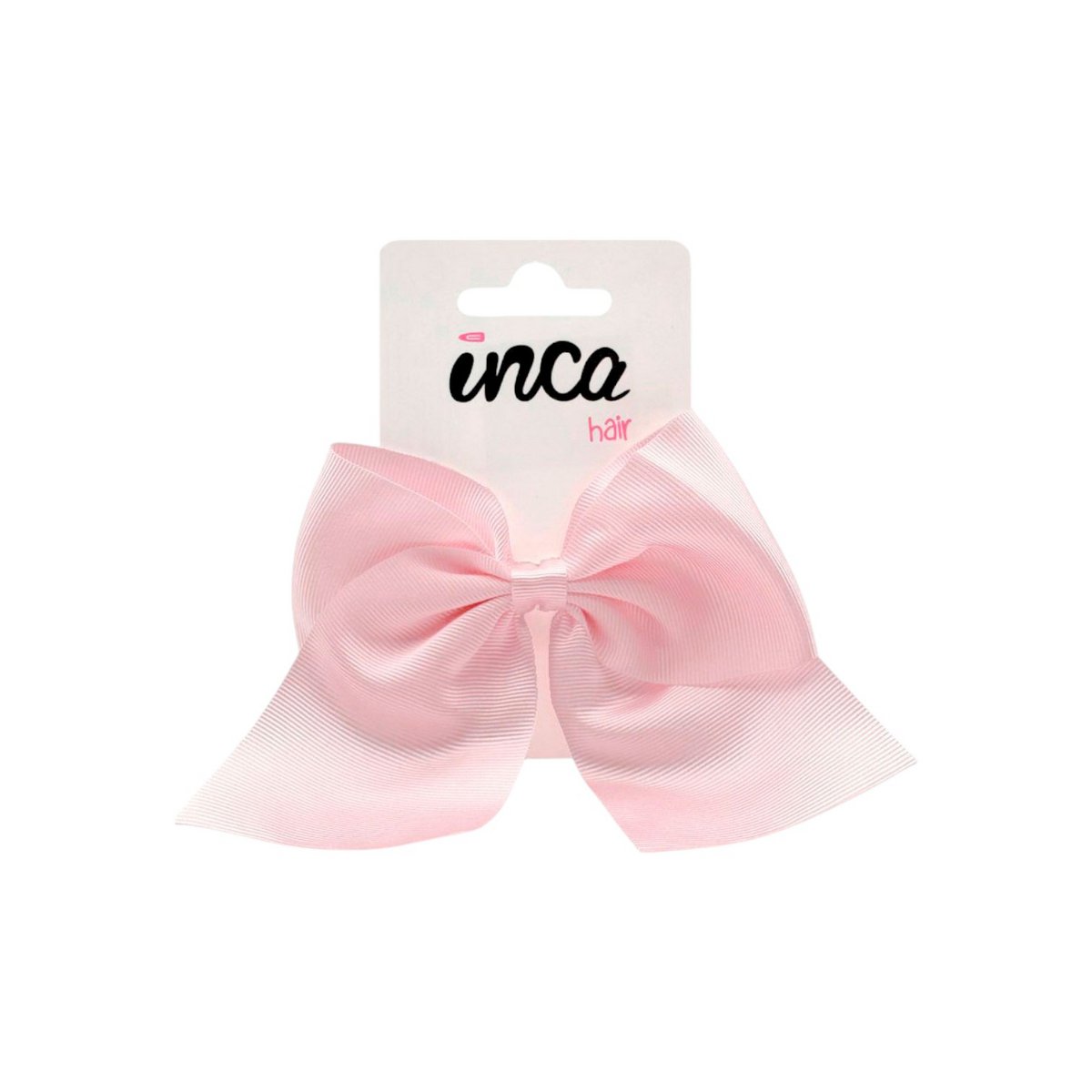 Hair Bow with Acrylic Rubber Band - Grosgrain Ribbon - 11 x 9 cm - Pastel Pink