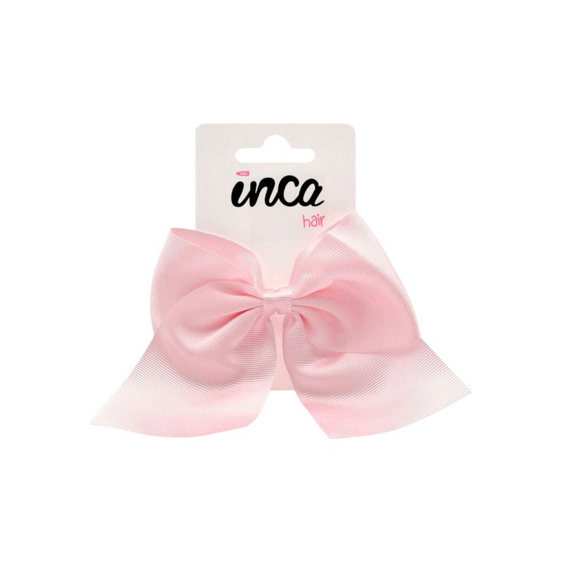 Fiocco per capelli con elastico in caucciù acrilico - Nastro in gros-grain - 11 x 9 cm - Rosa pastello