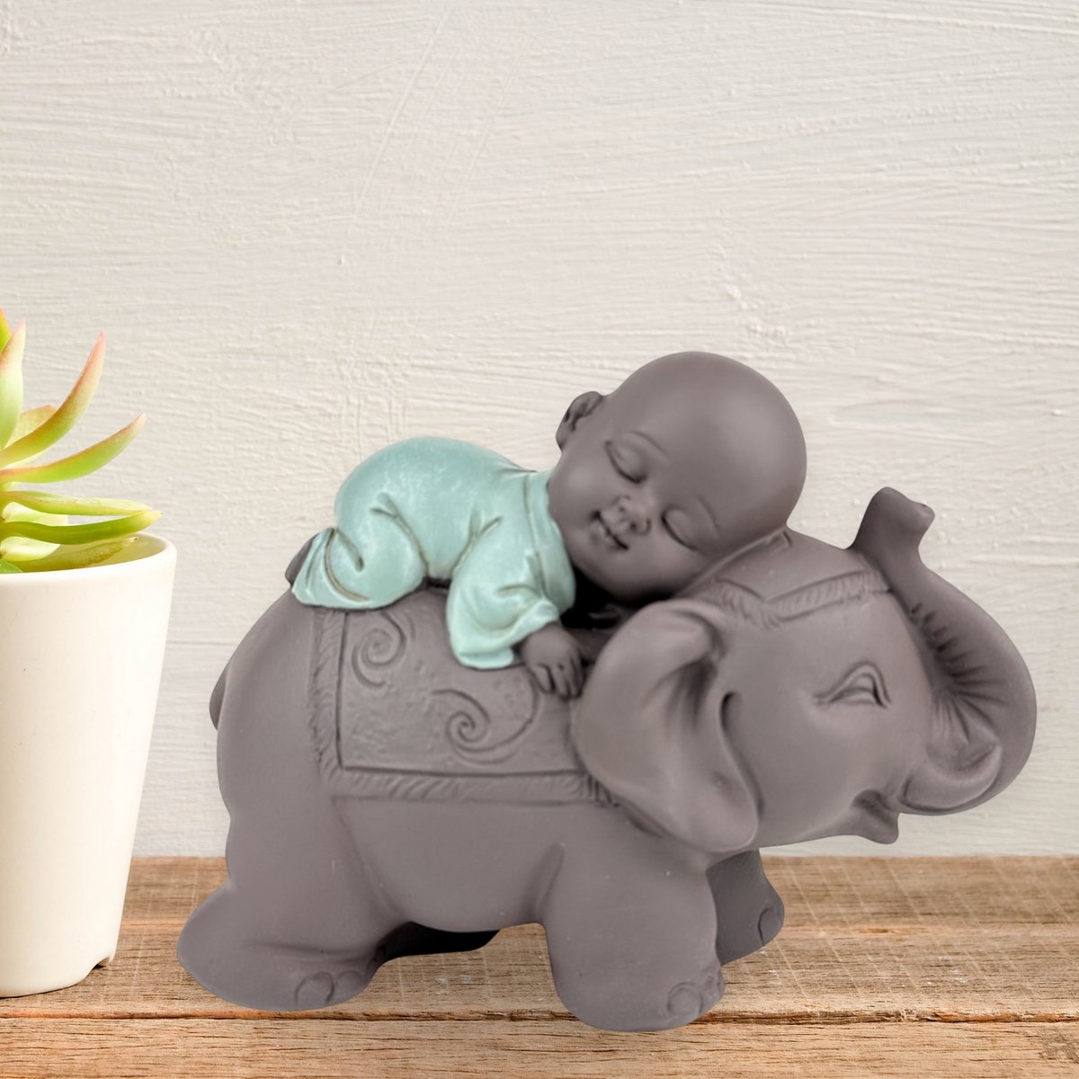 Figurka Buddy – Słoń Bonze – Dekoracja Zen i Feng Shui – Duchowa i zrelaksowana atmosfera – Dekoracyjny pomysł na prezent