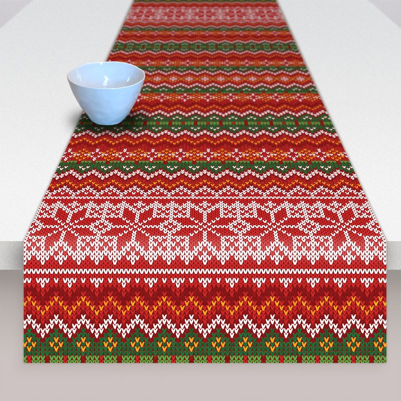 Chemin de table en tricot de Noël