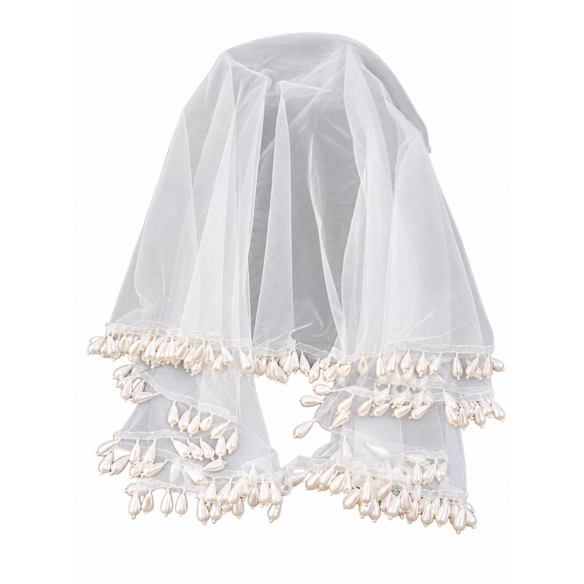 Romantic Teardrop Pearl Fringe Bridal Wedding Veil